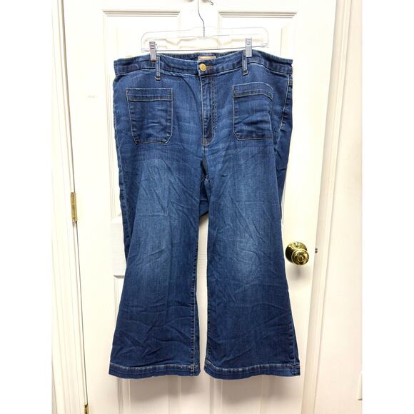 Kut From The Kloth Jeans Meg Wide Leg Front Patch Pockets Women’s Size 20 - Picture 1 of 6